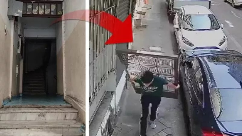 Zeytinburnu Veliefendi'de apartman kapısını çalan hırsız kamerada