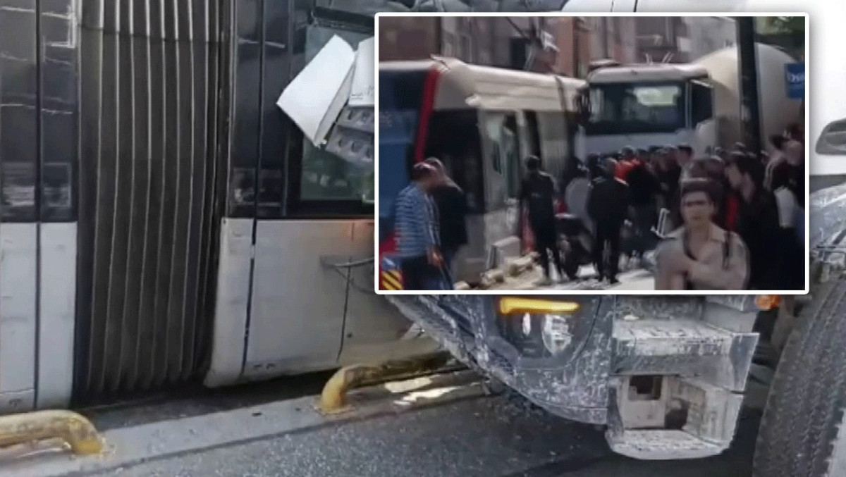 Zeytinburnu'nda beton mikseriyle tramvay çarpıştı: Seferler aksadı